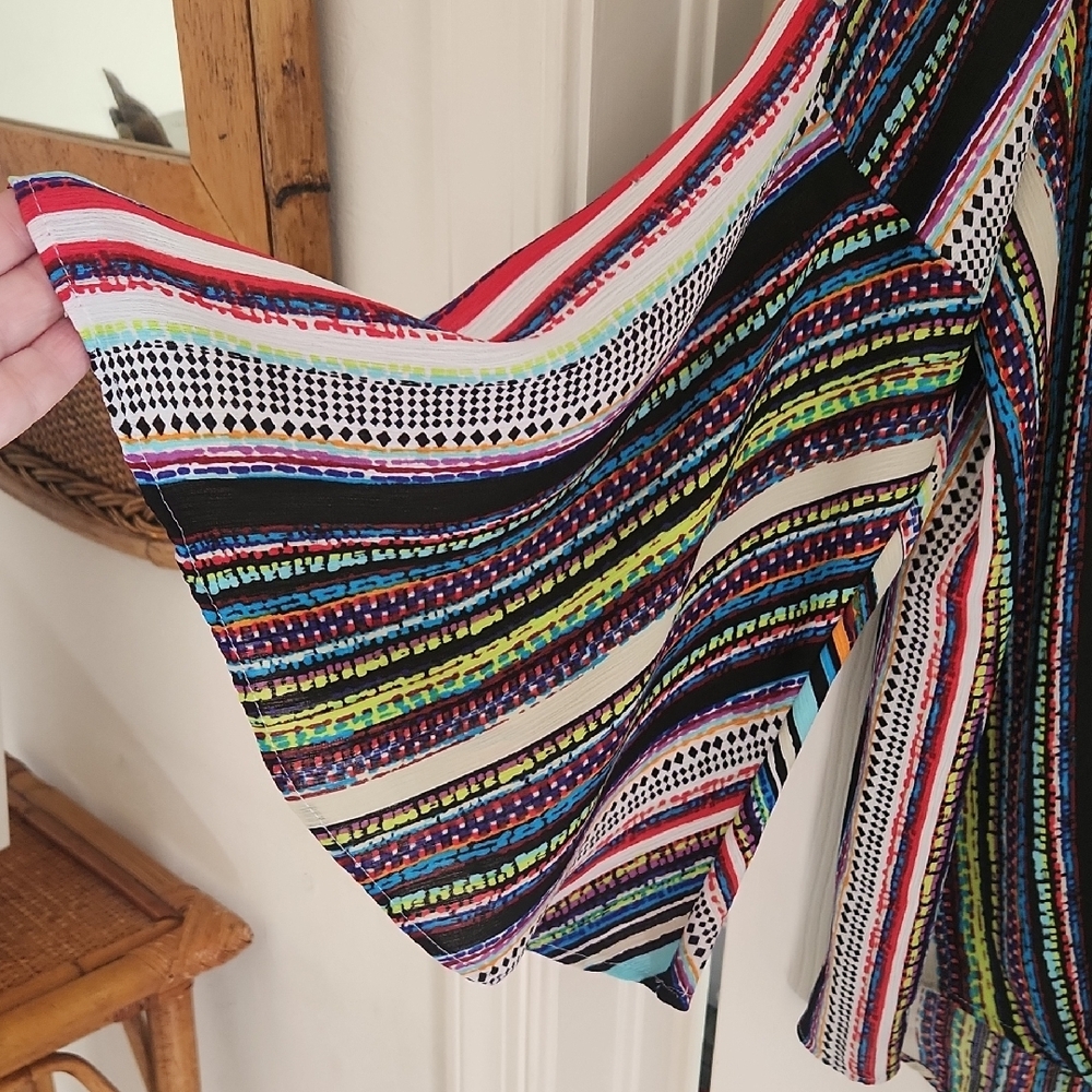 Chenault Colorful Striped Blouse with Tie-Front - Picture 3 of 5
